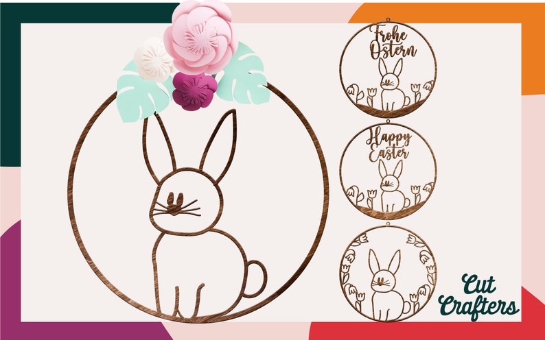 Easter Bunny Sign SVG Set – Laser Cut Door Hanger, Wall Decor - Etsy