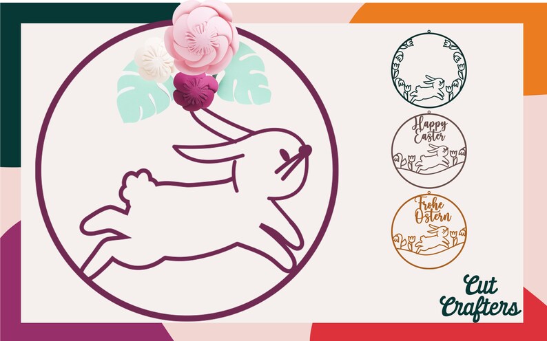 Easter Bunny Sign SVG - Laser Cut File, Door Hanger Set (digital ...