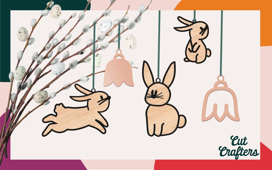 Easter Bunny Ornaments Laser Cut SVG Bundle - Set of 4, Glowforge - Etsy