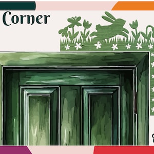 Easter Bunny Door Corner SVG - Door Trim - Easter Spring Flowers Decor - Glowforge - Laser Cut File - Wall Art - Wall Decal - Cricut