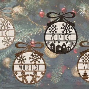 Personalized Laser Cut Christmas Ornament Set – Digital Download