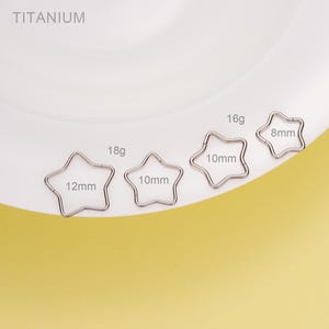 16G 18G Titanium Star Shaped Septum Rin/Nose Hoop Clicker/Cartilage Hoop/Conch Earring/Daith Ring/Star shape hoop earring/Septum Hoop/Gifts