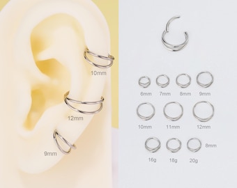 16G 18G 20G Surgical Steel Double Hoop Nose Ring/Cartilage Earring/Minimalist Hoop Clicker/Septum Hoop/Nose Piercing/Conch/Helix/tragus Hoop
