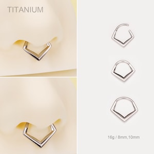 16G Implant Titanium V shaped Septum Clicker/Triangle-shaped Septum Ring/Septum Jewelry/Hinged Clicker/Cartilge Hoop/Daith/Helix/Conch Hoops