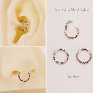 16G Surgical Steel Paved Colorful CZ Daith Clicker Hoop/Septum Jewelry/Huggies Hoop Earrings/Cartilage/Tragus/Helix/Conch Piercing Hoop