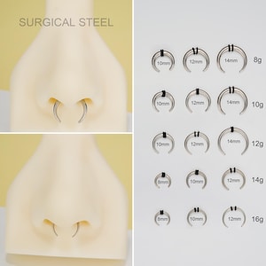 Cresent Horseshoe Pincher Septum Ring 16G,14G,12G,10G,8G/Steel Ear Weights/Plugs Stretchers Gauged Septum Hoops/Silver Horseshoe bull Tapers