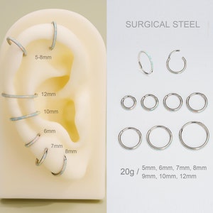 20G Opal Nose Ring/Nose Hoop/Nose Piercing/Helix Hoop Earring/Cartilage Earring/Lobe Earring/Tragus Opal Hoop/Tiny Huggie Hoop Earring/Gifts