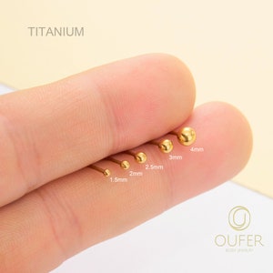 20G/18G/16G Titanium Gold Ball Stud Push Pin Labret/Threadless Flat Back Earring/Tragus Stud/Helix Stud/Cartilage Stud/Nose Stud/Conch Stud zdjęcie 3