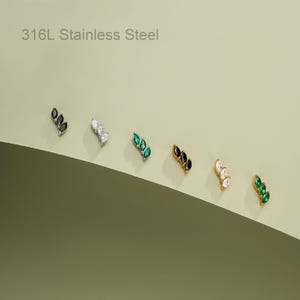 Marquise CZ Knorpel Ohrring, Helix Piercing, Ohr Kletterer Ohrringe, Conch Bolzen, fadenloser Ohrstecker