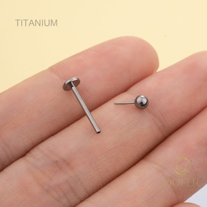 THREADLESS Push Pin Flat Back 16G/18G/20G Labret Stud,Implant Titanium Tiny Ball Ends Nose/Tragus/Conch/Helix/Earlobe Stud Earring Flatback zdjęcie 9