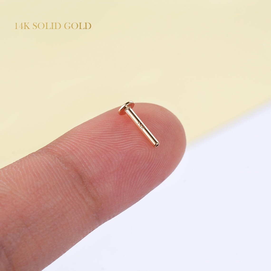 Threaded Post! Pin 14k Yellow Gold Threadless Push Pin Posts, Flat Back Labret Replacement ...