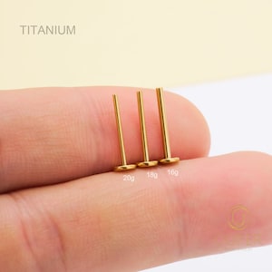 20G 18G 16G Implant Titanium Gold/Silver THREADLESS Post Replacement/Threadless Back/Push Pin/Flat Back/helix/conch/tragus/nose stud 5-12mm zdjęcie 8