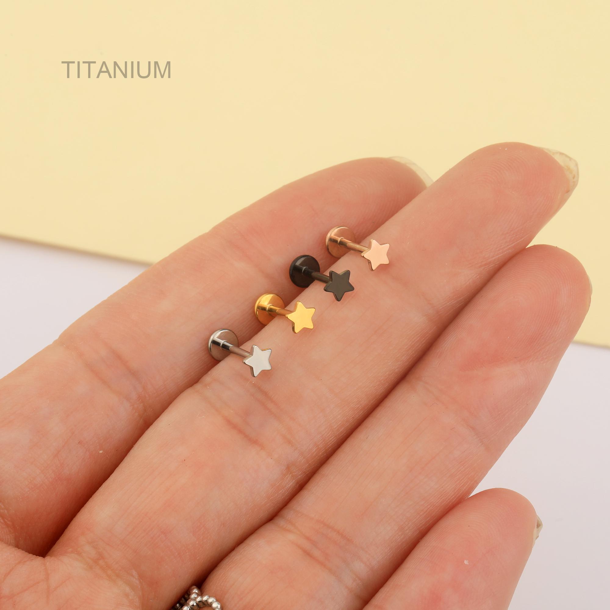 Borchie Posteriori Piatte In Titanio, 3mm, A Cuore, Per Orecchie E Naso, 20G/18G/16G