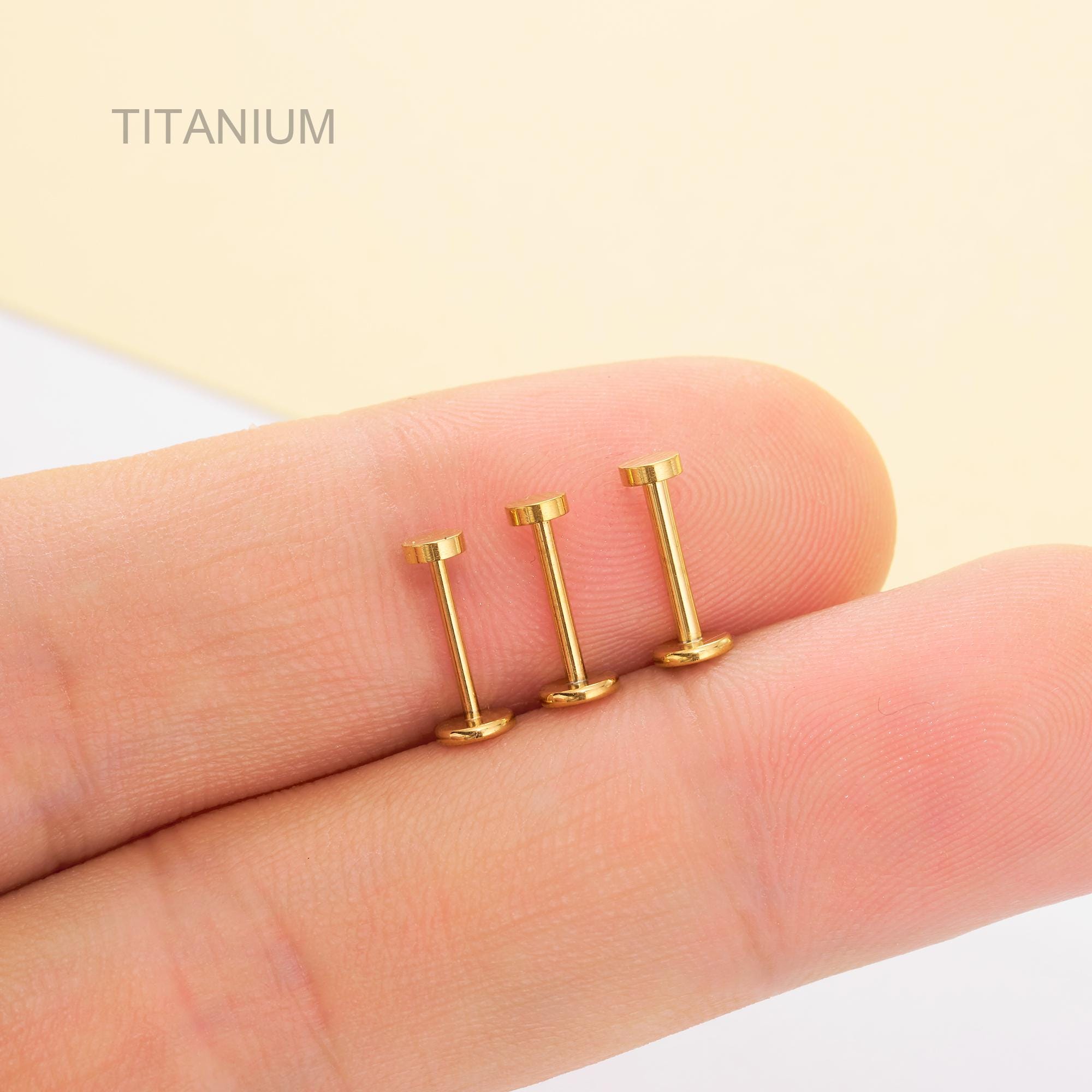 Labret Piercing Sans Filetage 18G En Titane - 5 à 12 Mm, Pour Lèvre, Tragus, Helix, Cz Clair - 4