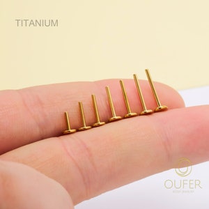 20G 18G 16G Implant Titanium Gold/Silver THREADLESS Post Replacement/Threadless Back/Push Pin/Flat Back/helix/conch/tragus/nose stud 5-12mm zdjęcie 9