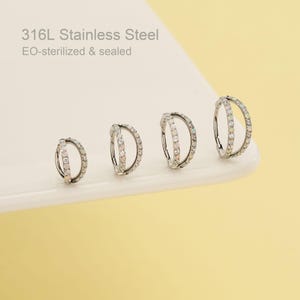 20G Opal CZ Clicker Hoop Earring, Unique Design Cartilage Earring, Helix Piercing, Tragus, Conch Jewelry, Nose Ring