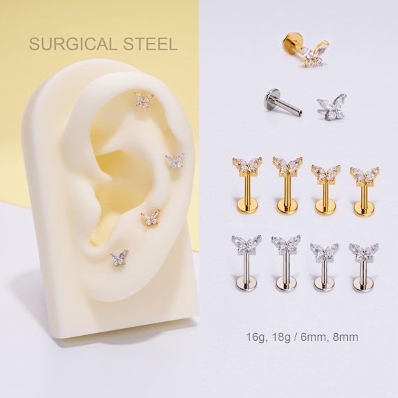 Hypoallergenic Gold Silver Surgical Steel Zircon U-shaped Cartilage Ear Piercing | UK