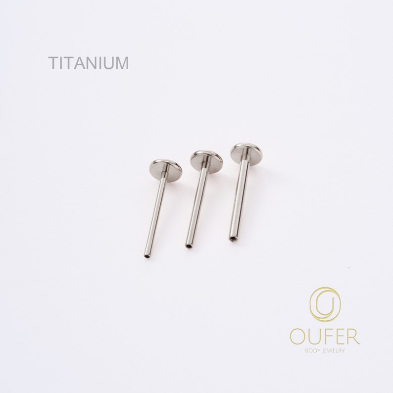 20G 18G 16G Implantaat Titanium Goud/Zilver THREADLESS Post Vervanging/Draadloze Terug/Push Pin/Platte Rug/helix/conch/tragus/neus Stud 5-12mm afbeelding 6