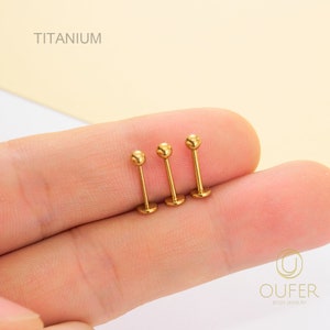 20G/18G/16G Titanium Gold Ball Stud Push Pin Labret/Threadless Flat Back Earring/Tragus Stud/Helix Stud/Cartilage Stud/Nose Stud/Conch Stud zdjęcie 9