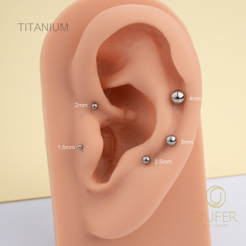 THREADLESS Push Pin Flat Back 16G/18G/20G Labret Stud,Implant Titanium Tiny Ball Ends Nose/Tragus/Conch/Helix/Earlobe Stud Earring Flatback zdjęcie 4