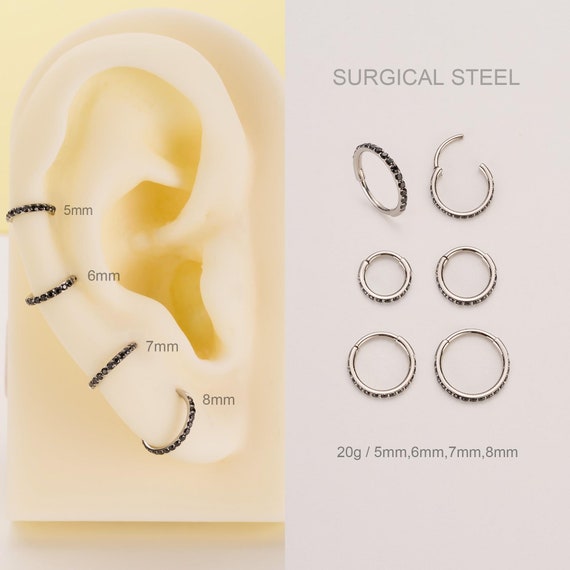 Surgical Steel CZ Gemmed Tree Ball Back Cartilage Helix Ring Surgical Steel CZ Gemmed Tree Ball Back Cartilage Helix Ring