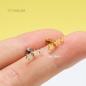 16G Climber Star Cartilage Stud/Silver Gold Internally Threaded Earring/Labret/Nose/Helix/Tragus/Conch Piercing Stud/Flat Back Earring/Gifts