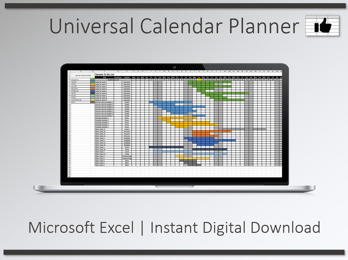 Calendar Planner Excel Template Calendar Excel Template Planner Excel ...