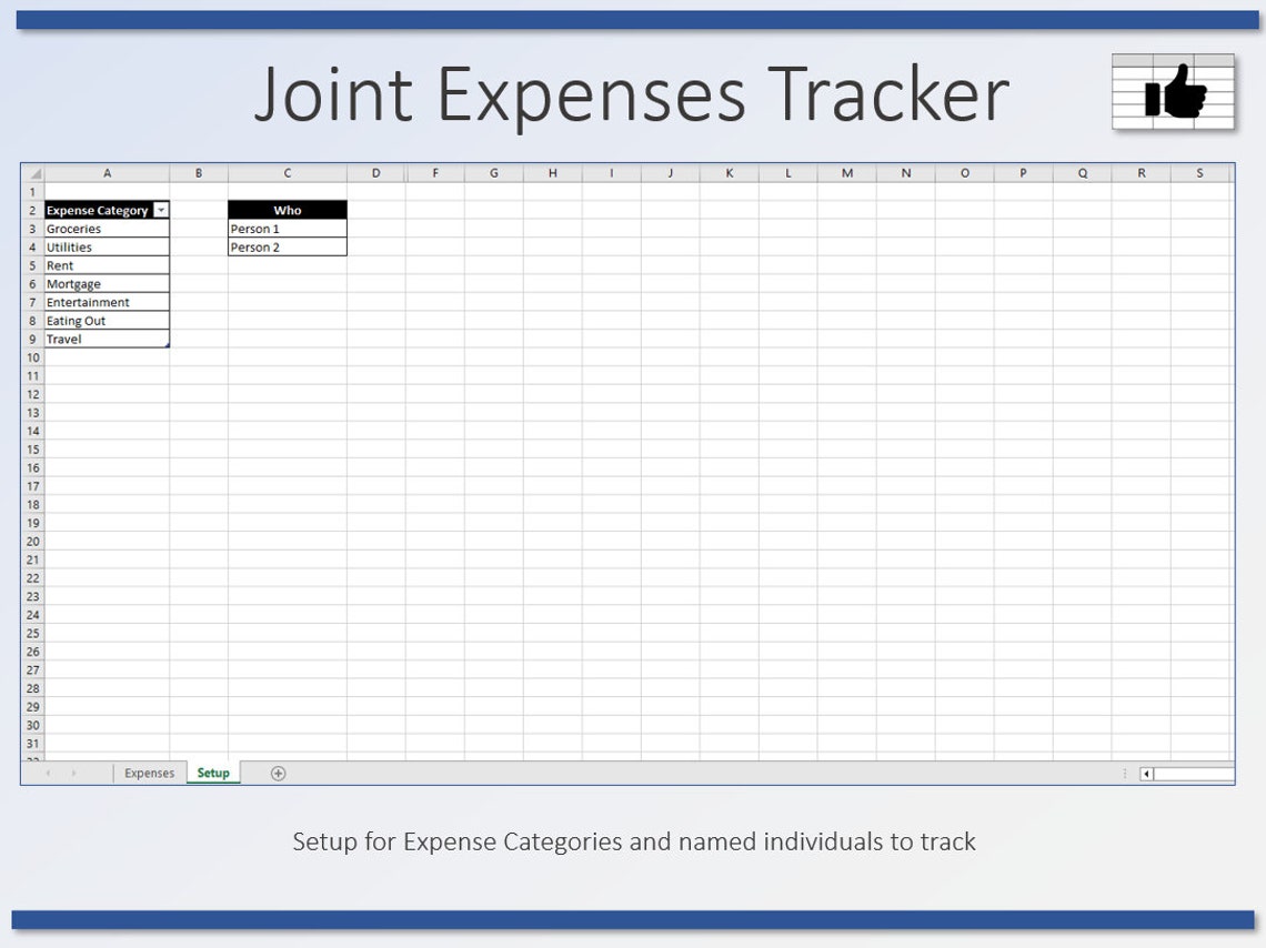 Couples Joint Expenses Tracker: Excel Budget Template (digital Download