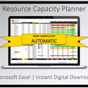 AUTOMATIC Resource Capacity Excel Template Resource Planner Resource Management Resource Utilisation Scheduling Workforce Shift Planning