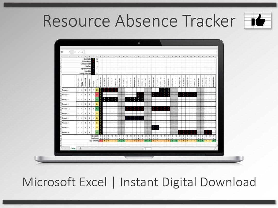 Resource Absence Tracker: Staff & Team Holiday Management Excel ...