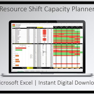 Resource Shift Capacity Excel Template Resource Shift Planner Resource Management Resource Utilisation Scheduling Workforce Shift Planning