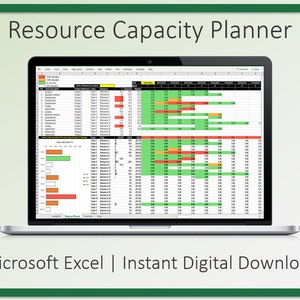 Resource Capacity Excel Template Resource Planner Resource Management Resource Utilisation Utilization Scheduling Workforce Planning