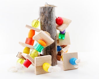 Juguete de madera colorido para pájaros - Listo para enviar
