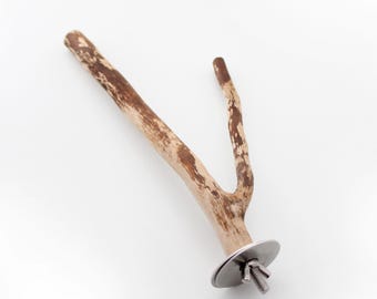 Percha rústica de álamo de 29,8 cm (11,75") – Percha de madera natural para cotorras y loros medianos, accesorio para jaula de pájaros sin tratar.