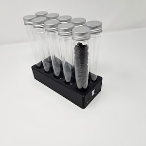 Tubos de almacenamiento de bodega de granos de café de dosis única, 10 viales dosificadores de café (2,2 oz) con soporte personalizado