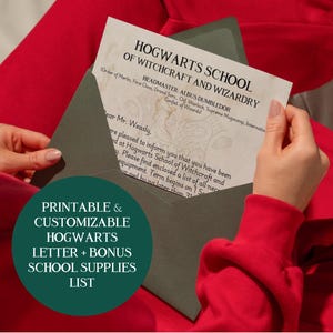 Wizards School Acceptance Letter & School Supplies List, Editable, Printable, customizable