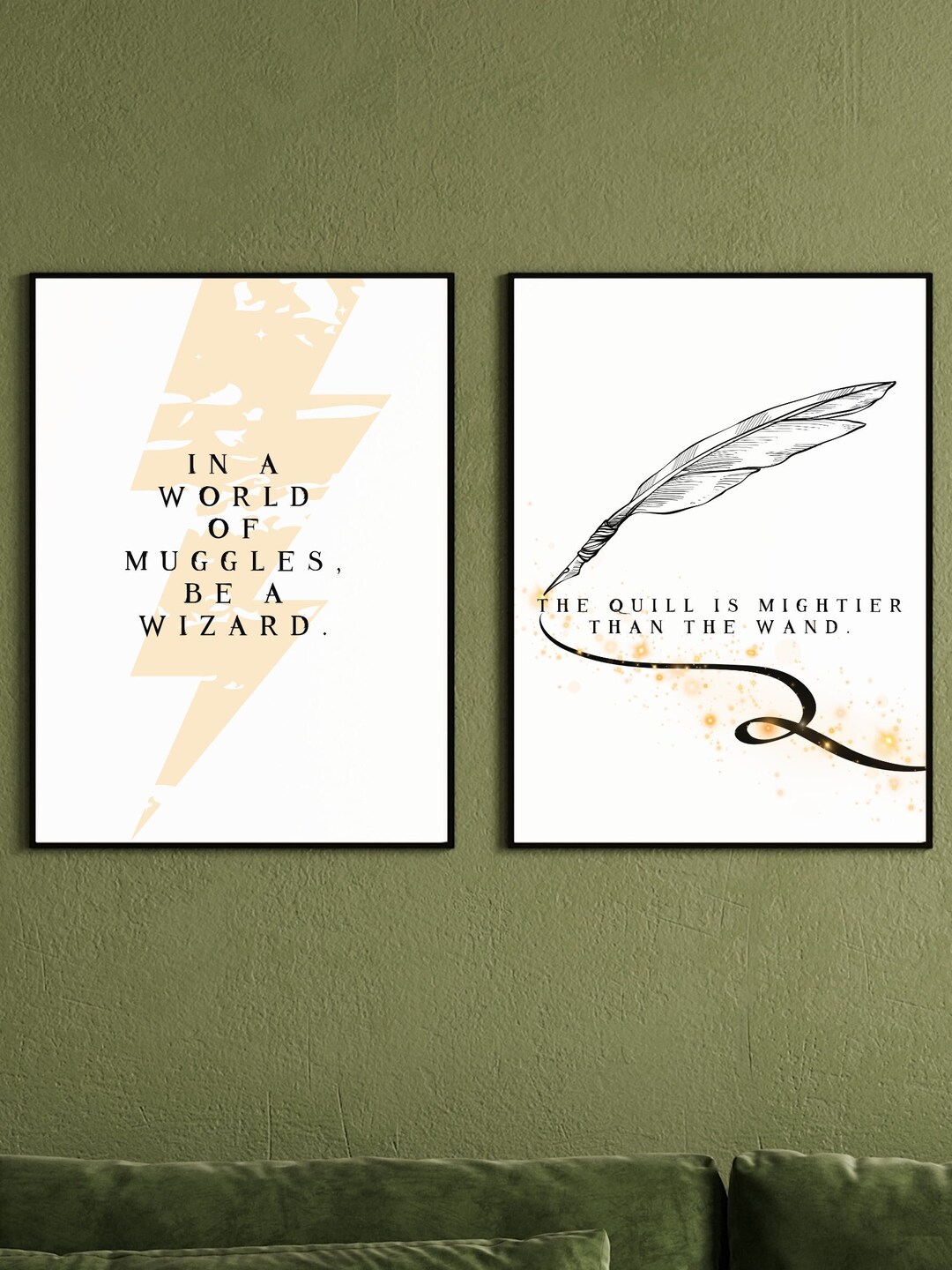 Magical Printable Wizard Art, Set of 2 Prints, Muggles & Quills, Decor