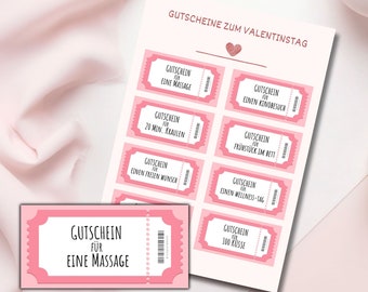 Gutscheine Valentinstag I Love Coupons I Valentinstagsgeschenk I Liebesgutscheine I sofort ausdrucken I PDF I Gutschein für Paare