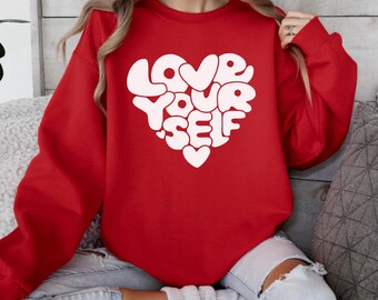 Gildan Fleece Crewneck Valentines Sweatshirt, Eco Sweatshirt for Her, Valentines Sweetheart Gift