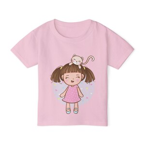 Heavy Cotton™ Girls' Toddler T-shirt, Trendy Cotton Tee for Little Girls - Cute Kitty image 2