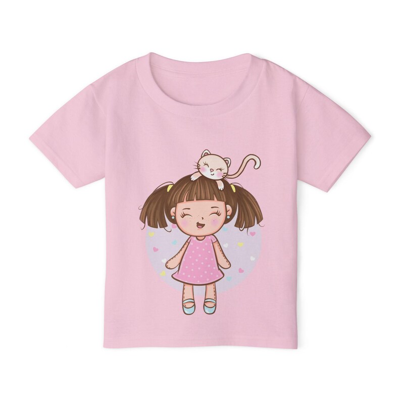 Heavy Cotton™ Girls' Toddler T-shirt, Trendy Cotton Tee for Little Girls - Cute Kitty image 2