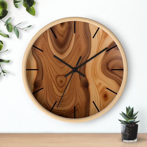 Wooden Frame Silent Clock with second hand, Wooden & Plexiglass Wall Decor, Designed Wall Quartz Clock