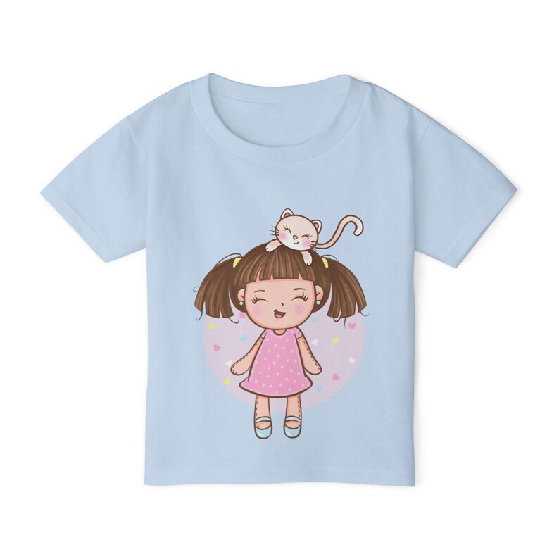 Heavy Cotton™ Girls' Toddler T-shirt, Trendy Cotton Tee for Little Girls - Cute Kitty image 1