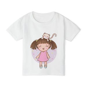 Heavy Cotton™ Girls' Toddler T-shirt, Trendy Cotton Tee for Little Girls - Cute Kitty image 3