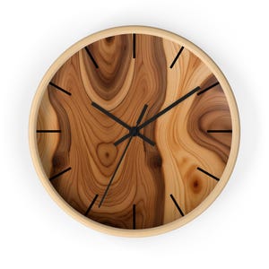 Orologio silenzioso con cornice in legno e lancetta dei secondi, decorazione da parete in legno e plexiglass, orologio da parete al quarzo di design immagine 7