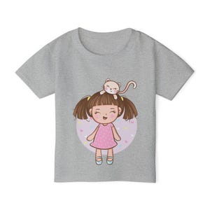 Heavy Cotton™ Girls' Toddler T-shirt, Trendy Cotton Tee for Little Girls - Cute Kitty image 4