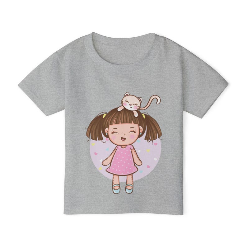 Heavy Cotton™ Girls' Toddler T-shirt, Trendy Cotton Tee for Little Girls - Cute Kitty image 4