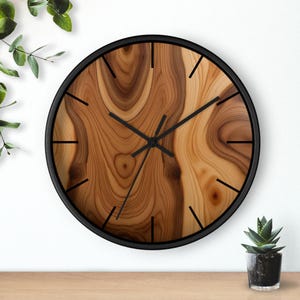 Orologio silenzioso con cornice in legno e lancetta dei secondi, decorazione da parete in legno e plexiglass, orologio da parete al quarzo di design immagine 2