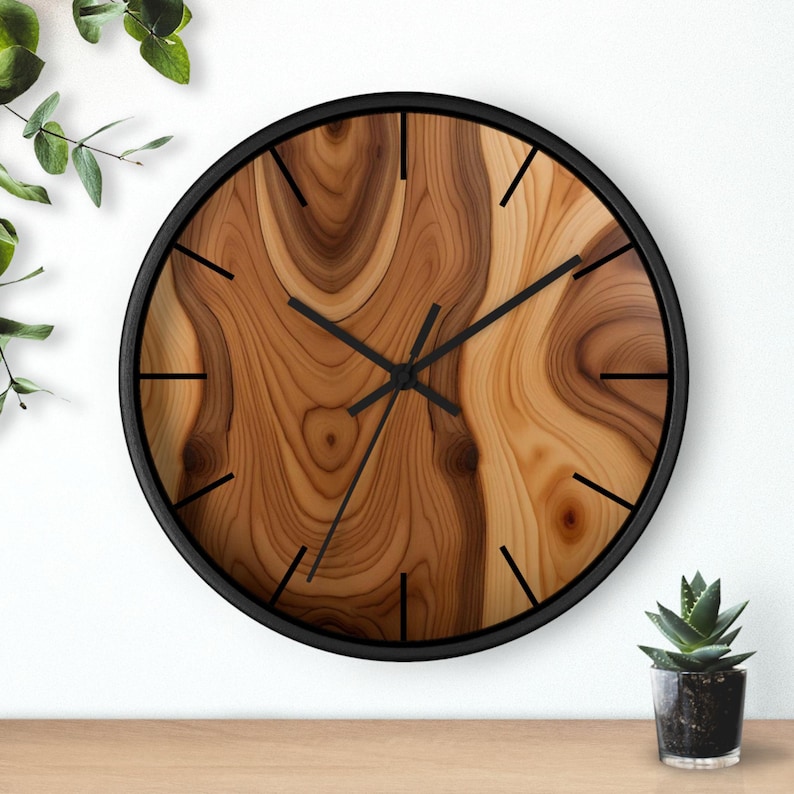 Orologio silenzioso con cornice in legno e lancetta dei secondi, decorazione da parete in legno e plexiglass, orologio da parete al quarzo di design immagine 2