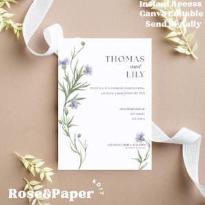 Light Purple Floral Wedding Invitation | Canva Template | Digital Download | Elegant Lavender Wedding Invite | Printable Wedding Invite